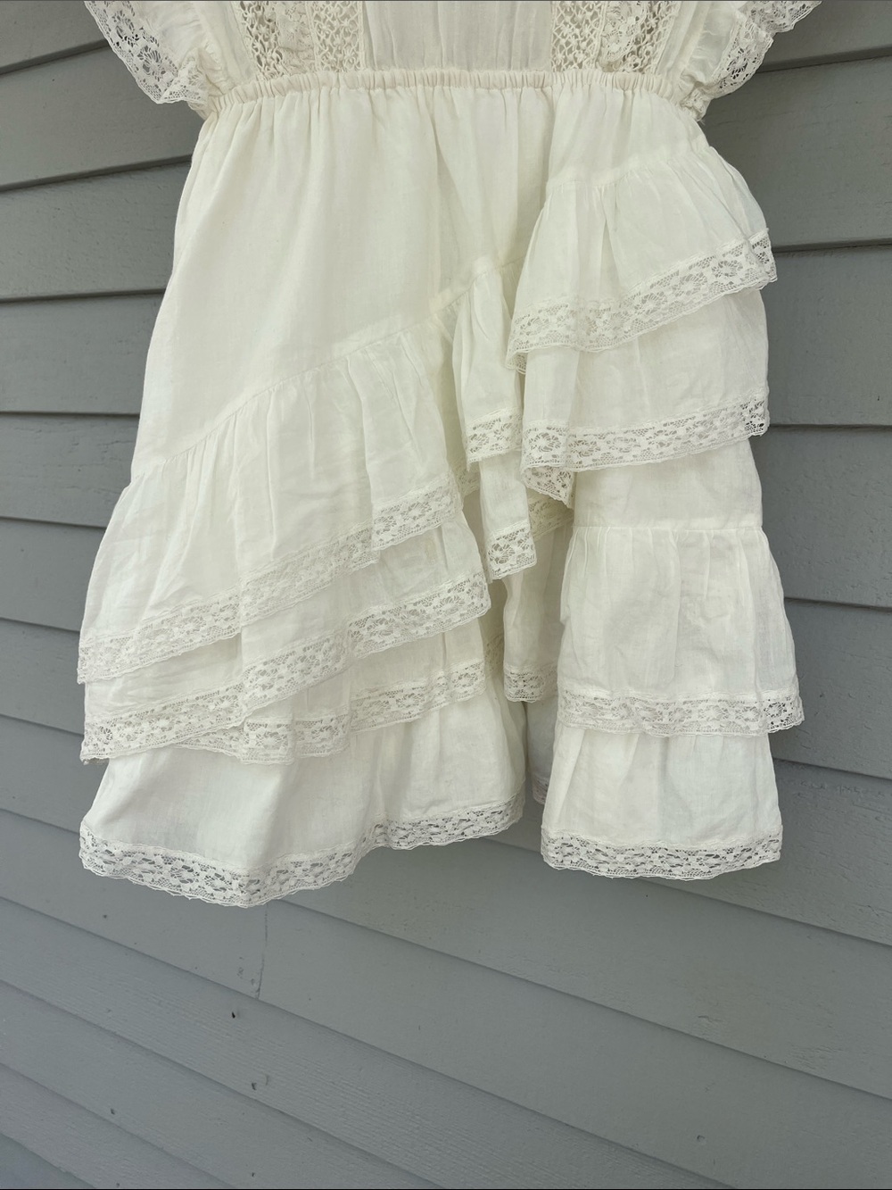 Ulla Johnson Mini Dress White Lace Ruffle Eyelet Dress US 0 - Picture 6 of 12